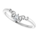 14K Yellow or White .07 CTW Natural Diamond Sculptural-Inspired Guard Ring Contour Band Wedding Ring Shadow Band