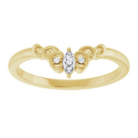 14K Yellow or White .07 CTW Natural Diamond Sculptural-Inspired Guard Ring Contour Band Wedding Ring Shadow Band