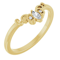 14K Yellow or White .07 CTW Natural Diamond Sculptural-Inspired Guard Ring Contour Band Wedding Ring Shadow Band