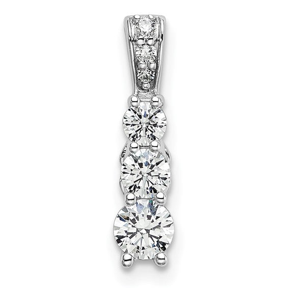 14K White Gold Lab Grown Diamond 3-stone Pendant