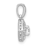 14K White Gold Lab Grown Diamond SI1/SI2, G H I, Complete Square Vintage Pendant