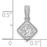 14K White Gold Lab Grown Diamond SI1/SI2, G H I, Complete Square Vintage Pendant