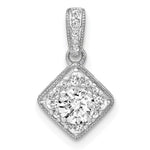 14K White Gold Lab Grown Diamond SI1/SI2, G H I, Complete Square Vintage Pendant