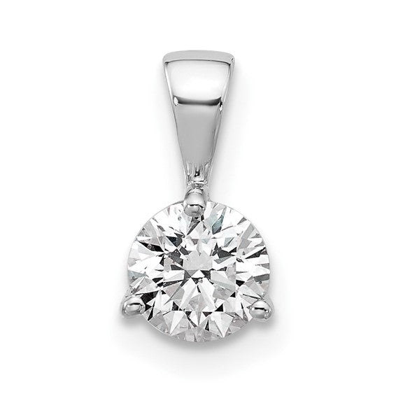 14kw 1/2ct. Round Lab Grown Diamond VS/SI GH, 3 Prong Solitaire Pendant