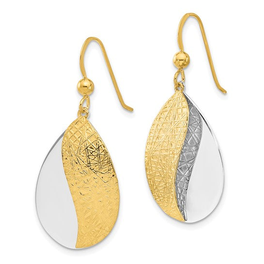 Leslie's Sterling Silver Rhodium-plated and Gold-tone Radiant Essence Dangle Earrings