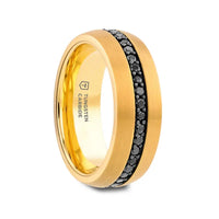 Thorsten Auryn Gold Plated Tungsten Ring with Black Sapphires - 8mm Wide