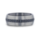 Thorsten AVIATOR Domed Brushed Finish Titanium Men's Wedding Band with Black Sapphire Stones Inlay - 8mm