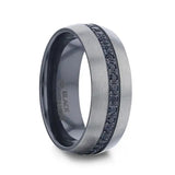 Thorsten AVIATOR Domed Brushed Finish Titanium Men's Wedding Band with Black Sapphire Stones Inlay - 8mm