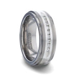 Thorsten BOND Flat Brushed Silver Inlaid Titanium Men's Wedding Band With 9 Channel Set White Diamonds - 8mm