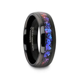 Thorsten COSMIC Black Tungsten Ring with Crushed Alexandrite and Dark Blue & Purple Crushed Goldstone  8mm Wide